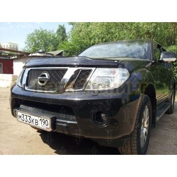Защита радиатора Nissan Pathfinder (NAVARA) 2012-2014 black верх PREMIUM