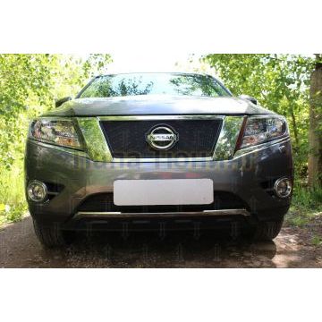 Защита радиатора Nissan Pathfinder 2014- black низ (2 части)