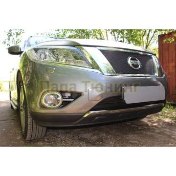 Защита радиатора Nissan Pathfinder 2014- black низ PREMIUM