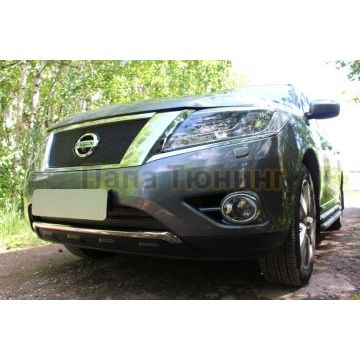 Защита радиатора Nissan Pathfinder 2014- black низ PREMIUM