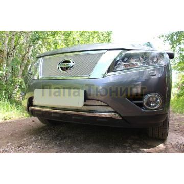 Защита радиатора Nissan Pathfinder 2014- chrome низ PREMIUM