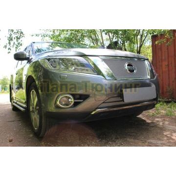 Защита радиатора Nissan Pathfinder 2014- chrome низ PREMIUM