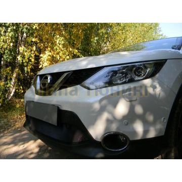 Защита радиатора Nissan Qashqai 2014-2019 black с парктроником