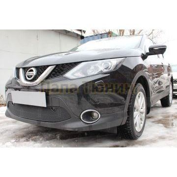 Защита радиатора Nissan Qashqai 2014-2019 black с парктроником PREMIUM