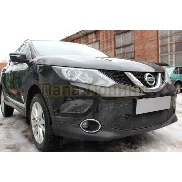 Защита радиатора Nissan Qashqai 2014-2019 black с парктроником PREMIUM
