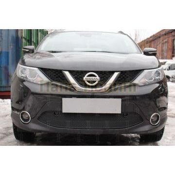 Защита радиатора Nissan Qashqai 2014-2019 black с парктроником PREMIUM
