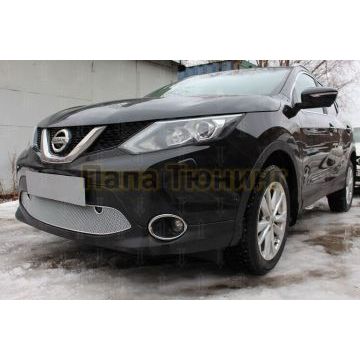 Защита радиатора Nissan Qashqai 2014-2019 chrome с парктроником PREMIUM