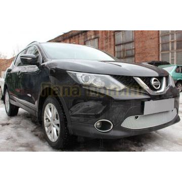 Защита радиатора Nissan Qashqai 2014-2019 chrome с парктроником PREMIUM