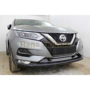 Защита радиатора Nissan Qashqai 2019- chrome низ с парктроником (2 части)