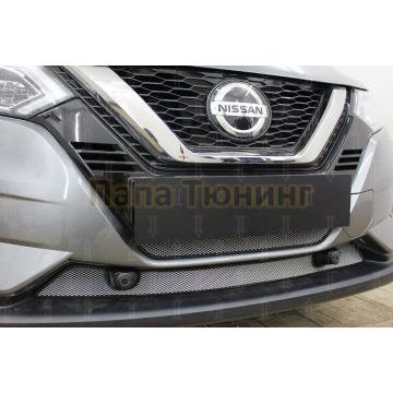 Защита радиатора Nissan Qashqai 2019- chrome низ с парктроником (2 части)