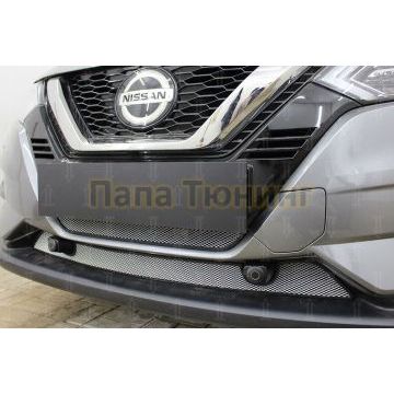Защита радиатора Nissan Qashqai 2019- chrome низ с парктроником (2 части)