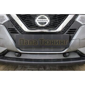 Защита радиатора Nissan Qashqai 2019- chrome низ с парктроником (2 части)