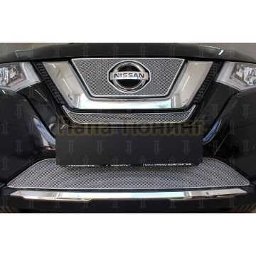 Защита радиатора Nissan X-Trail T32 2018- chrome середина PREMIUM