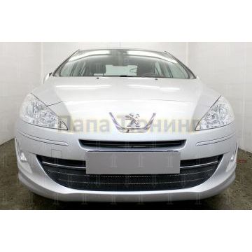 Защита радиатора Peugeot 408 2012- (3 части) black