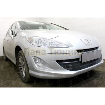 Защита радиатора Peugeot 408 2012- (3 части) black