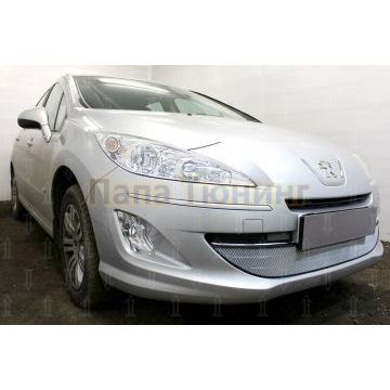 Защита радиатора Peugeot 408 2012- (3 части) chrome