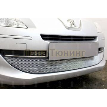 Защита радиатора Peugeot 408 2012- (3 части) chrome