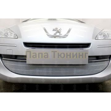 Защита радиатора Peugeot 408 2012- (3 части) chrome