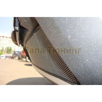 Защита радиатора Renault Duster 2011-2015 с вырезом под ДХО chrome