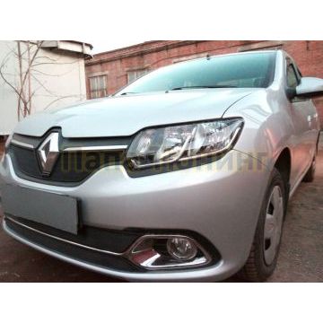 Защита радиатора Renault Logan 2014-2018/Renault Sandero 2014-2018/Renault Sandero Stepway 2014-2018 black верх