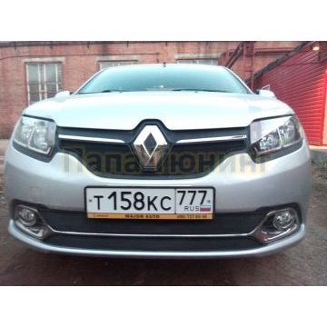 Защита радиатора Renault Logan 2014-2018/Renault Sandero 2014-2018/Renault Sandero Stepway 2014-2018 black верх