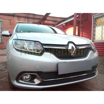 Защита радиатора Renault Logan 2014-2018 (Privilege, Luxe Privilege) black низ