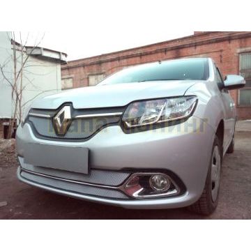 Защита радиатора Renault Logan 2014-2018 (Privilege, Luxe Privilege) chrome низ