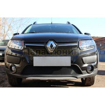 Защита радиатора Renault Logan 2014-2018/Renault Sandero 2014-2018/Renault Sandero Stepway 2014-2018 black верх