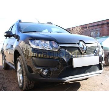 Защита радиатора Renault Logan 2014-2018/Renault Sandero 2014-2018/Renault Sandero Stepway 2014-2018 black верх