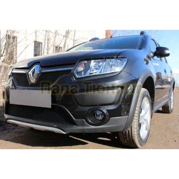 Защита радиатора Renault Logan 2014-2018/Renault Sandero 2014-2018/Renault Sandero Stepway 2014-2018 black верх