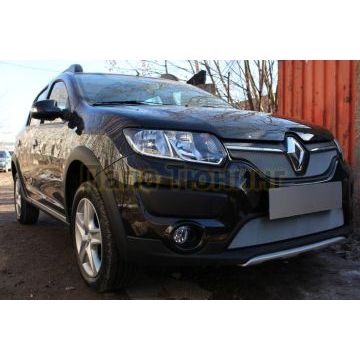 Защита радиатора Renault Logan 2014-2018/Renault Sandero 2014-2018/Renault Sandero Stepway 2014-2018 chrome верх