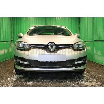 Защита радиатора Renault Megane III (рестайлинг 2) 2014- (2 части) black низ