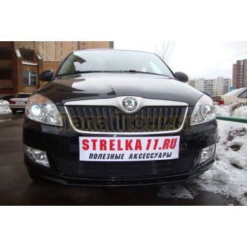Защита радиатора Skoda Fabia 2 рестайлинг 2011-/Skoda Roomster 2011-2015 black