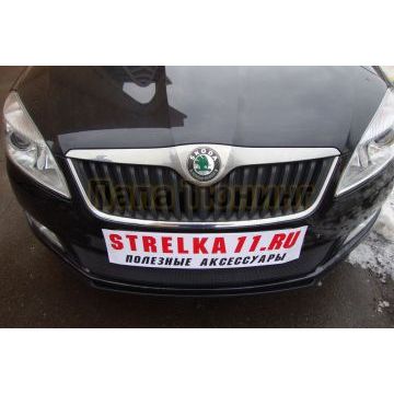 Защита радиатора Skoda Fabia 2 рестайлинг 2011-/Skoda Roomster 2011-2015 black