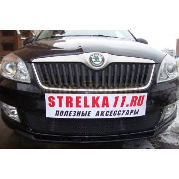 Защита радиатора Skoda Fabia 2 рестайлинг 2011-/Skoda Roomster 2011-2015 black