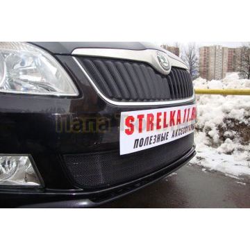 Защита радиатора Skoda Fabia 2 рестайлинг 2011-/Skoda Roomster 2011-2015 black