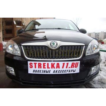 Защита радиатора Skoda Fabia 2 рестайлинг 2011-/Skoda Roomster 2011-2015 black
