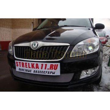 Защита радиатора Skoda Fabia 2 рестайлинг 2011-/Skoda Roomster 2011-2015 chrome