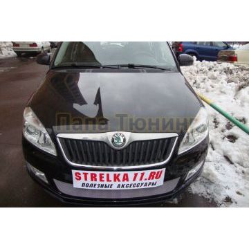 Защита радиатора Skoda Fabia 2 рестайлинг 2011-/Skoda Roomster 2011-2015 chrome