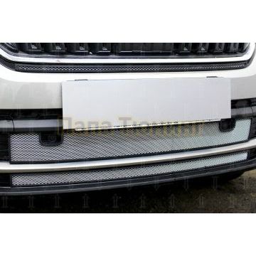 Защита радиатора Skoda Kodiaq 2016- chrome низ с парктроником (2 части)