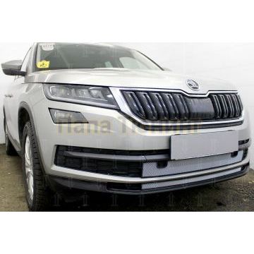 Защита радиатора Skoda Kodiaq 2016- chrome низ с парктроником (2 части)