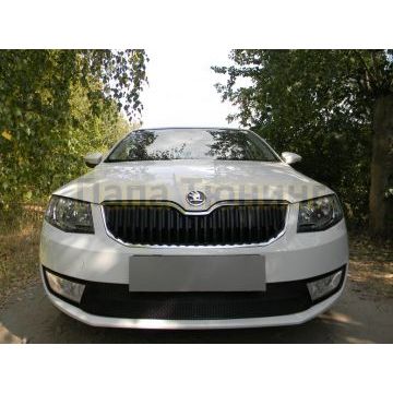 Защита радиатора Skoda Octavia А7 2013-2017 (Ambition,Elegance,Style) black PREMIUM