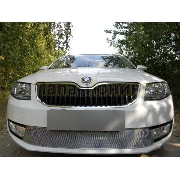 Защита радиатора Skoda Octavia А7 2013-2017 (Ambition,Elegance,Style) (2 части) chrome PREMIUM