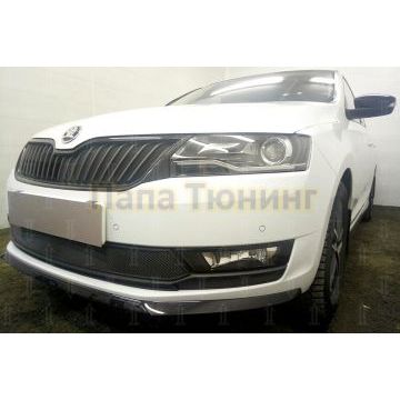 Защита радиатора Skoda Rapid 2017- (2 части) black
