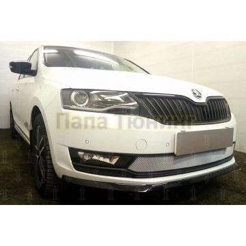 Защита радиатора Skoda Rapid 2017- (2 части) chrome