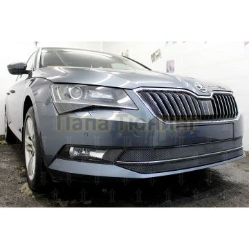 Защита радиатора Skoda Superb 2015- (2 части) black