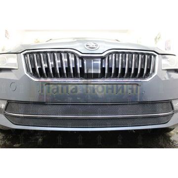 Защита радиатора Skoda Superb 2015- (2 части) black