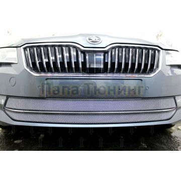 Защита радиатора Skoda Superb 2015- (2 части) chrome