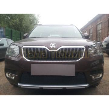 Защита радиатора Skoda Yeti City 2014- black с парктроником