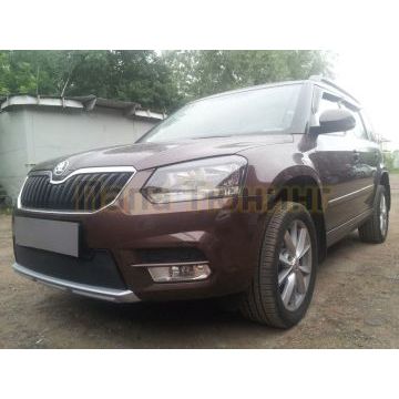 Защита радиатора Skoda Yeti City 2014- black с парктроником